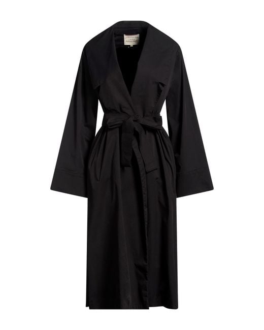 ALESSIA SANTI Black Overcoat & Trench Coat Cotton, Polyamide, Elastane