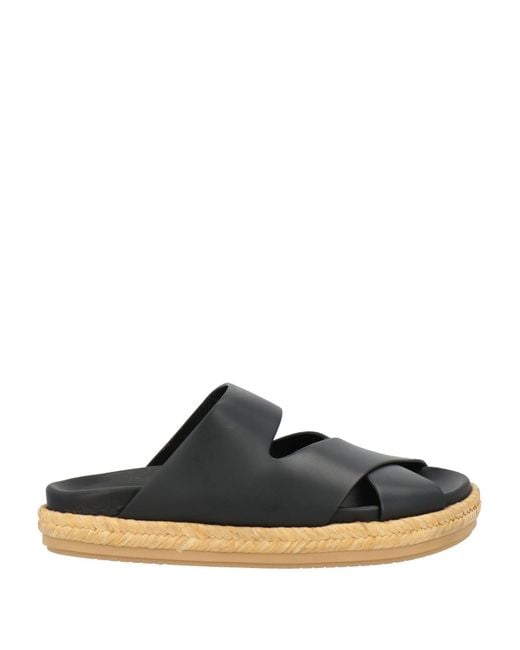 Paloma Barceló Black Sandals Cow Leather, Natural Raffia