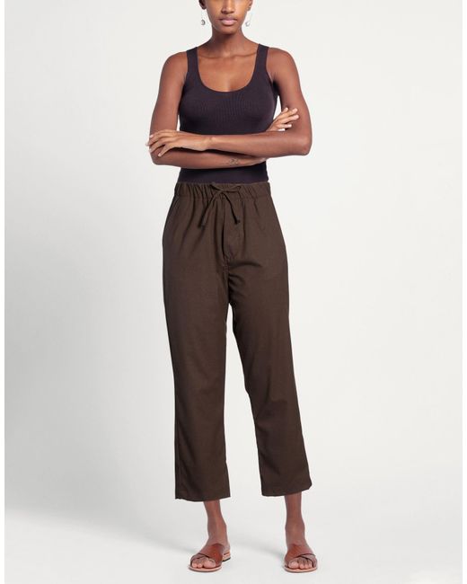Myths Brown Pants Polyester, Viscose, Elastane
