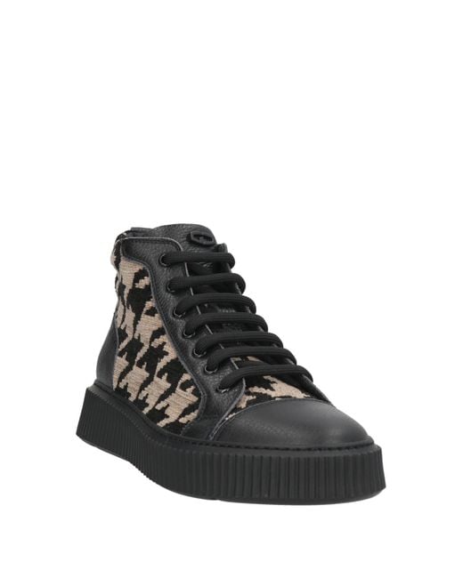 Giovanni Conti Black Sneakers Leather, Textile Fibers for men