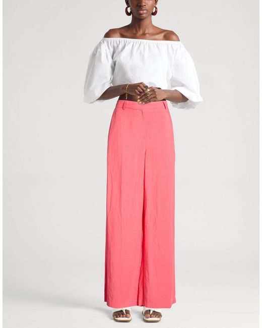 8pm Pink Coral Pants Viscose, Linen