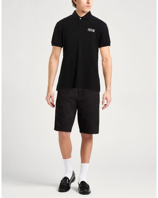 Versace Jeans Couture Black Polo Shirt Cotton for men