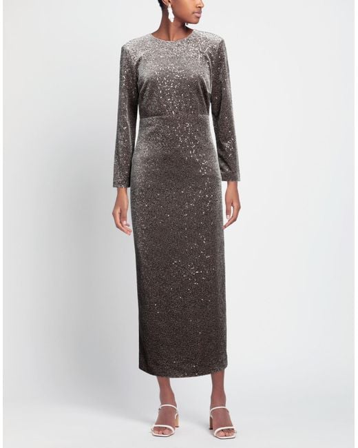 Peserico Gray Maxi Dress Polyester, Elastane