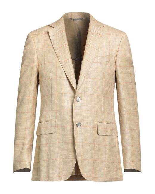 Canali Natural Sand Blazer Wool, Silk, Linen for men