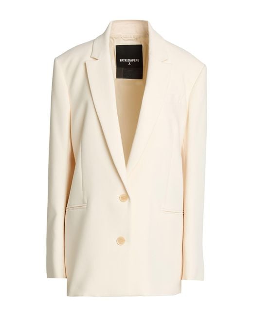 Patrizia Pepe Natural Ivory Blazer Polyester, Viscose, Elastane