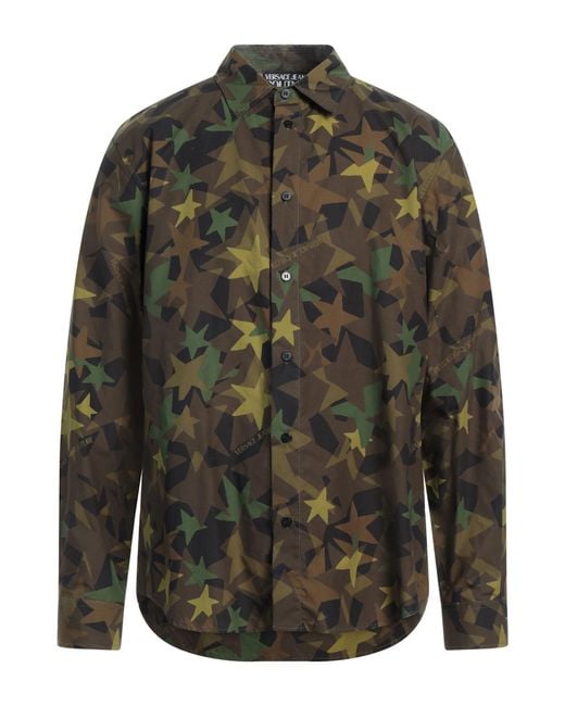 Versace Jeans Couture Gray Logo-Print Cotton Shirt for men