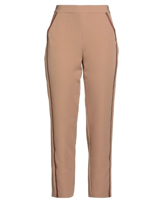 SIMONA CORSELLINI Natural Camel Pants Polyester, Elastane