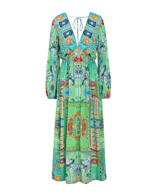 Inoa Green Maxi Dress Silk