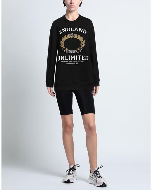 Burberry Black Crewneck Sweatshirt With Logo Print And Embroidered Crest In Cotton Woman