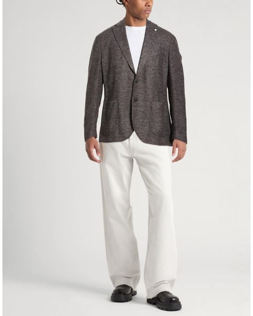 L.b.m. 1911 Gray Charcoal Blazer Wool, Polyester, Polyamide, Viscose for men