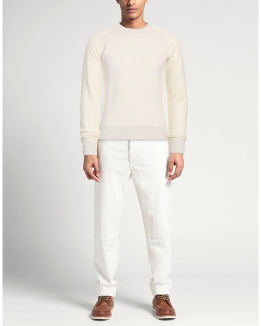 Aragona White Cream Sweater Cashmere for men