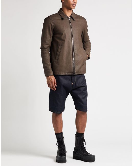 Rick Owens Brown Dark Denim Outerwear Cotton, Elastomultiester, Rubber for men