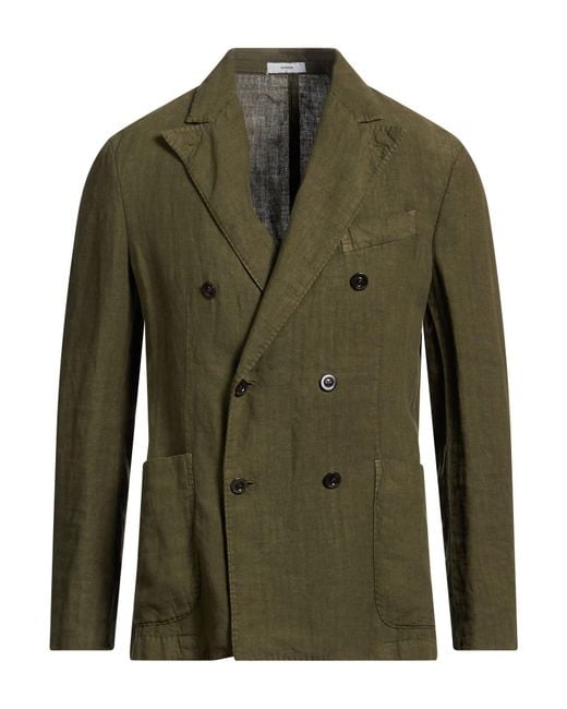 Boglioli Green Military Blazer Linen for men