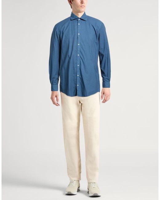 Massimo Alba Blue Shirt Cotton for men