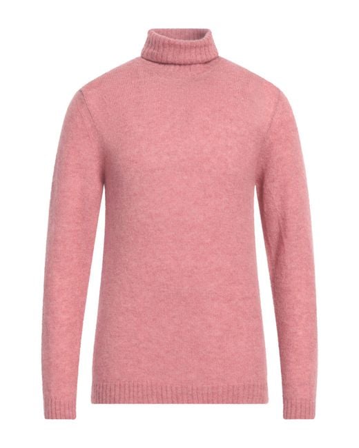 Irish Crone Pink Antique Rose Turtleneck Alpaca Wool, Polyamide, Wool for men
