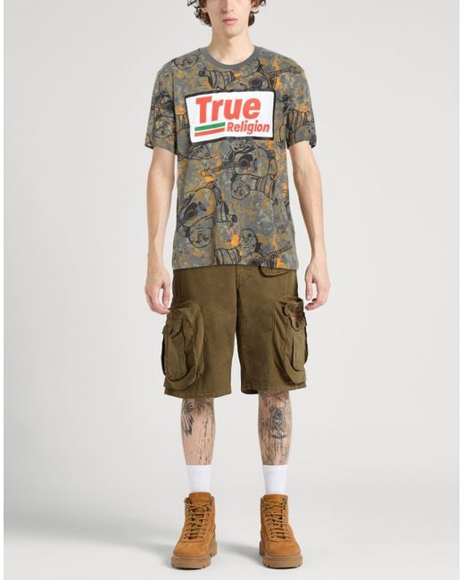 True Religion Gray Military T-Shirt Cotton for men