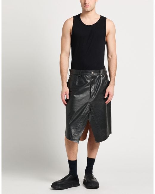 Rick Owens Black Midi Skirt Calfskin for men