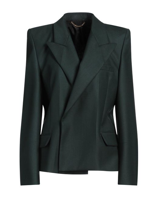 Victoria Beckham Green Blazer Polyester, Virgin Wool, Elastane