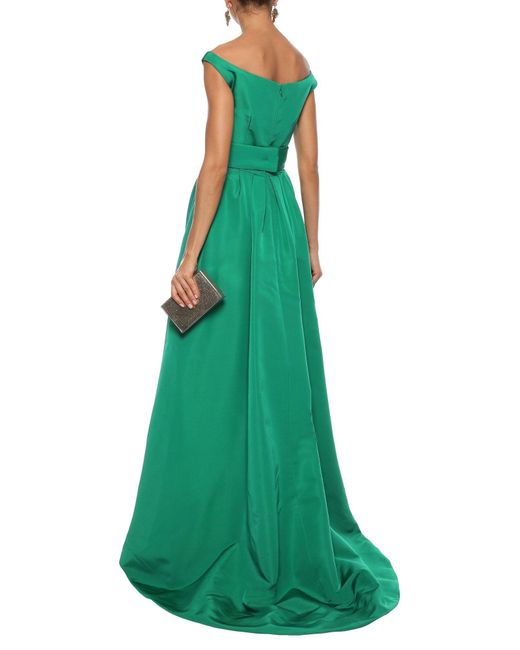 Carolina Herrera Satin Long Dress in Green - Lyst