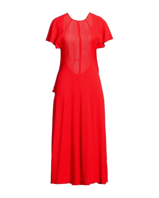 Victoria Beckham Red Midi Dress Viscose, Acetate, Silk
