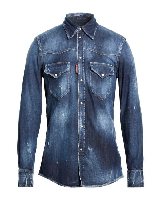 DSquared² Blue Denim Shirt Cotton, Elastane for men