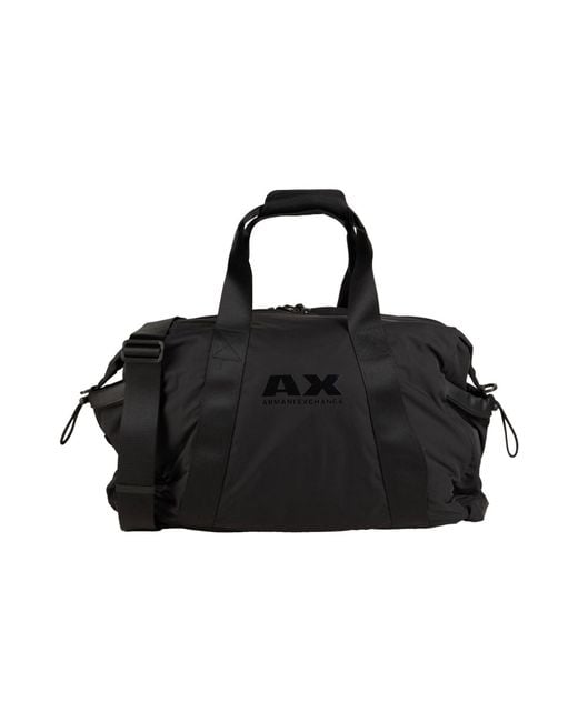 Emporio Armani Black Duffel Bags Polyester, Polyurethane for men