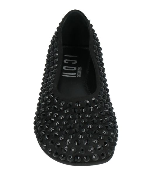 DSquared² Black Icon Ballet Flats Textile Fibers
