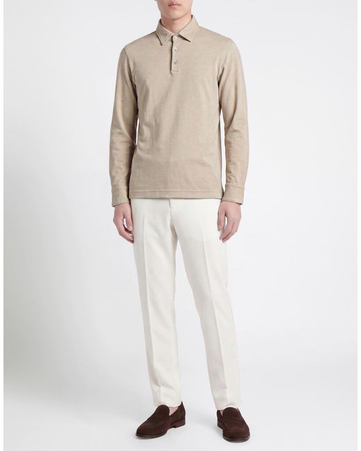 Zanone White Sand Polo Shirt Cotton for men