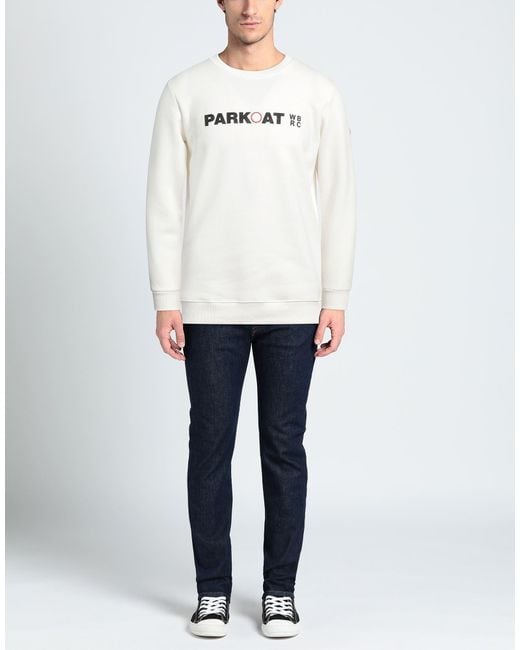Parkoat White Sweatshirt Cotton, Polyester for men