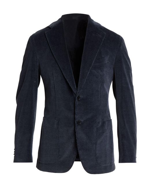 Caruso Blue Blazer Cotton, Wool, Elastane for men