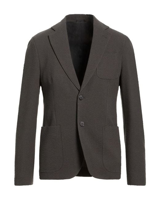 Giorgio Armani Black Charcoal Blazer Virgin Wool, Cashmere, Elastane for men