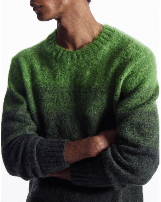 COS Green Colour-block Mohair-blend Sweater for men
