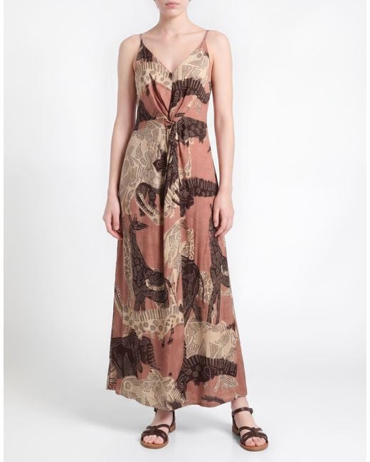 Ottod'Ame Pink Antique Rose Maxi Dress Viscose