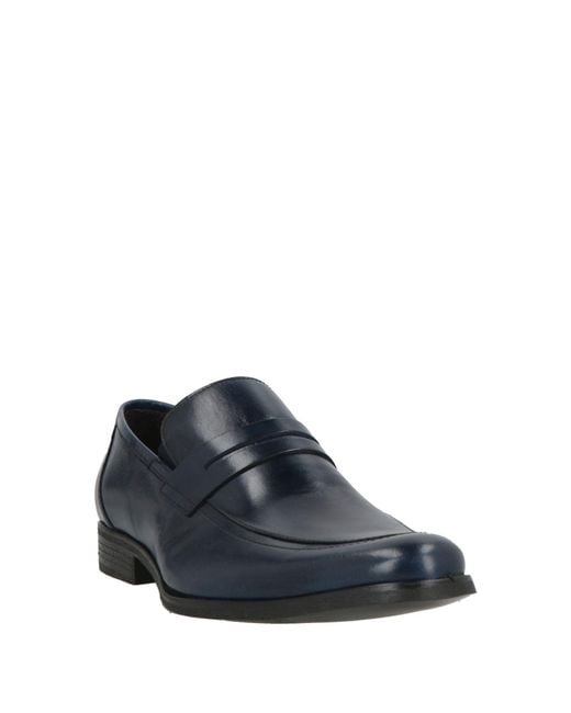 FRANZINI Blue Midnight Loafers Leather for men