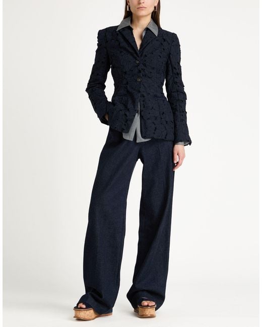 Erdem Blue Midnight Blazer Cotton, Polyester, Elastane