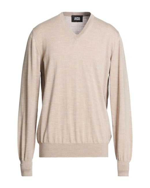Alpha Studio Natural Sweater Merino Wool for men