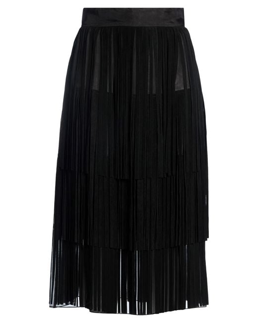Dolce & Gabbana Black Midi Skirt Silk, Cow Leather