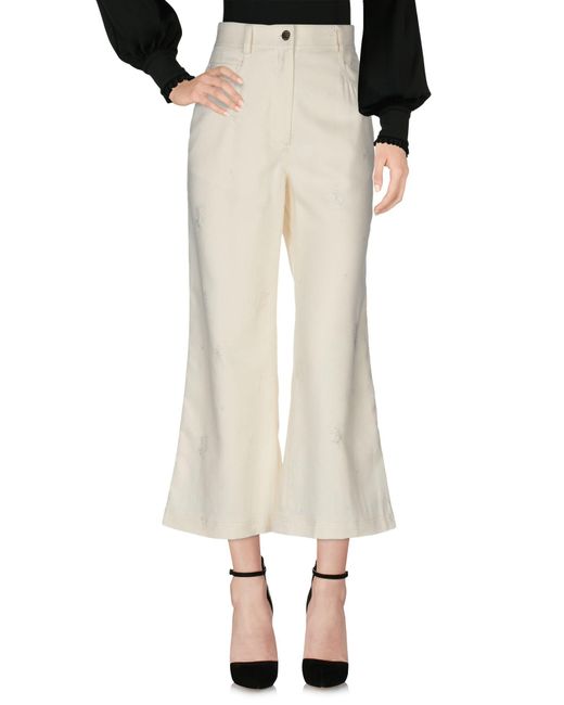Sandro White Ivory Pants Cotton, Viscose, Elastane