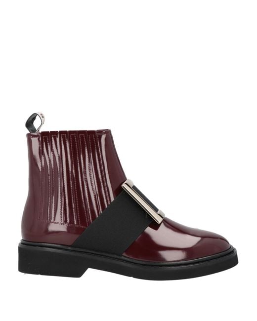 Roger Vivier Brown Burgundy Ankle Boots Leather