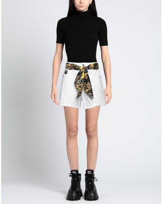 Versace Jeans Couture White Denim Shorts Cotton, Polyester