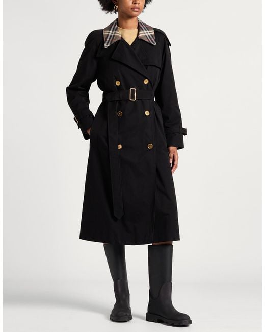 Burberry Black Overcoat & Trench Coat Cotton