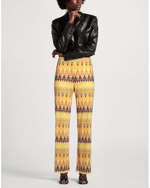 SEVENTY VENEZIA Yellow Pants Polyester, Elastane