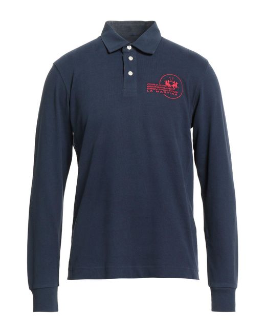 La Martina Blue Polo Shirt Cotton for men
