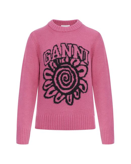 Pullover Ganni de color Pink