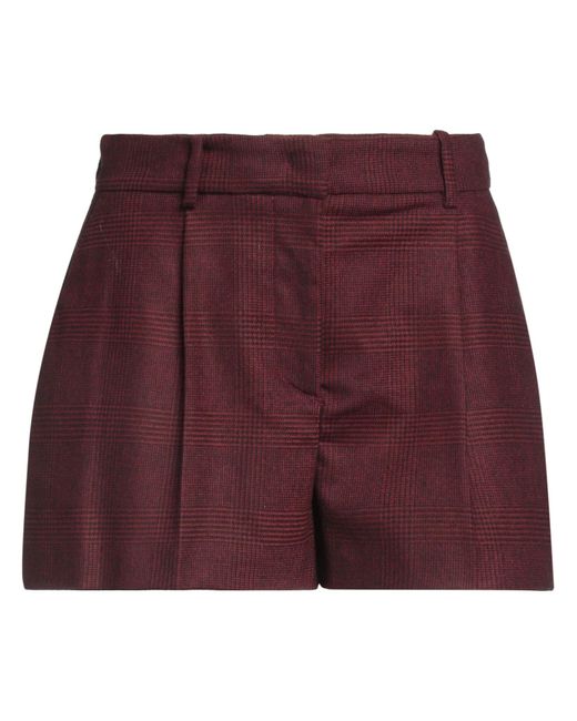 Pinko Red Burgundy Shorts & Bermuda Shorts Polyester, Acrylic, Wool, Viscose, Elastane
