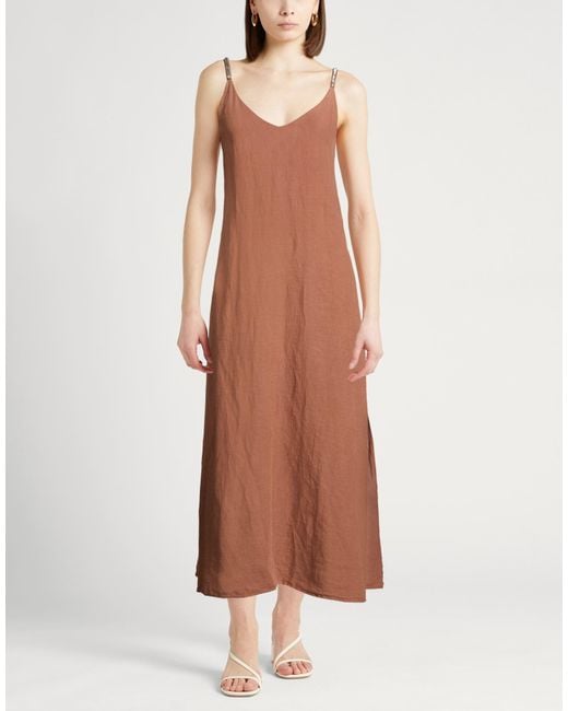 120% Lino Brown Maxi Dresses
