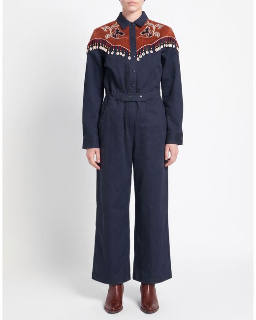 Stella Jean Blue Jumpsuit Cotton, Elastane