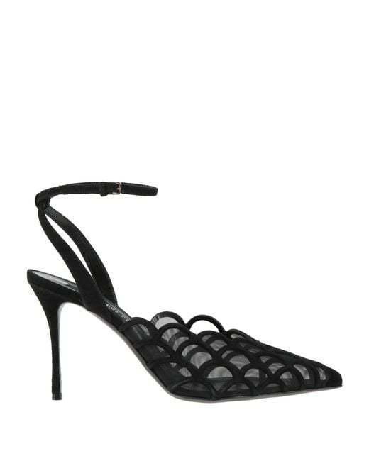 Sergio Rossi Black Pumps Leather, Textile Fibers