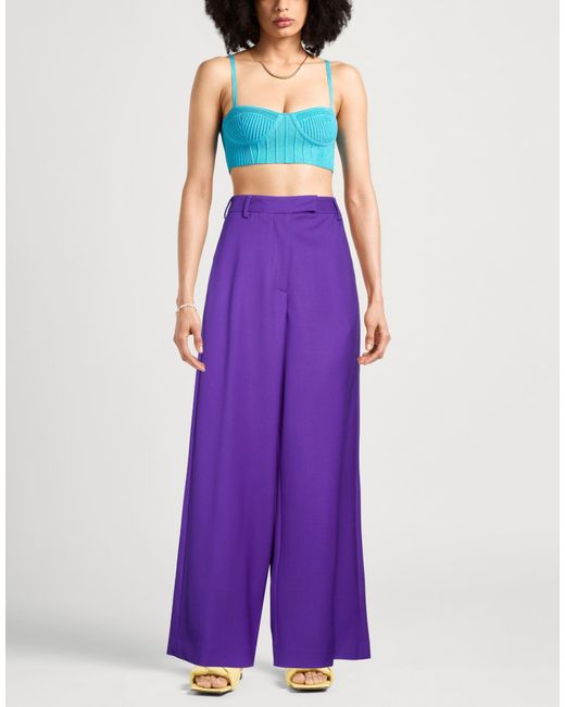 Dries Van Noten Purple Pants Wool, Elastane
