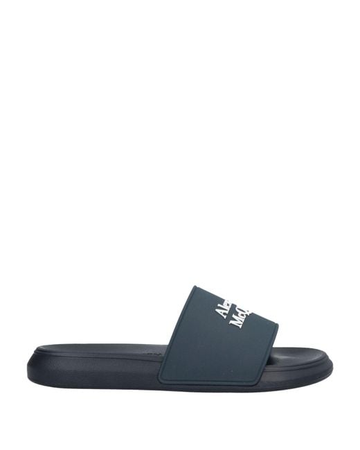 McQueen Blue Logo Embossed Slides